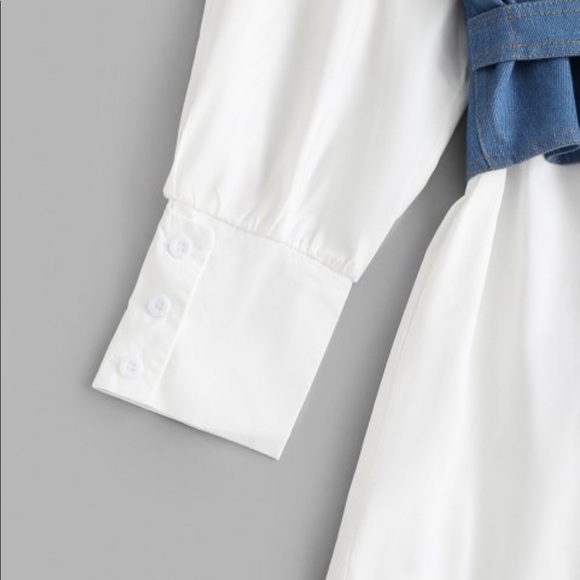 Fall Fashion Button Up Mini Dress W/ Denim Corset - Picture 3 of 4